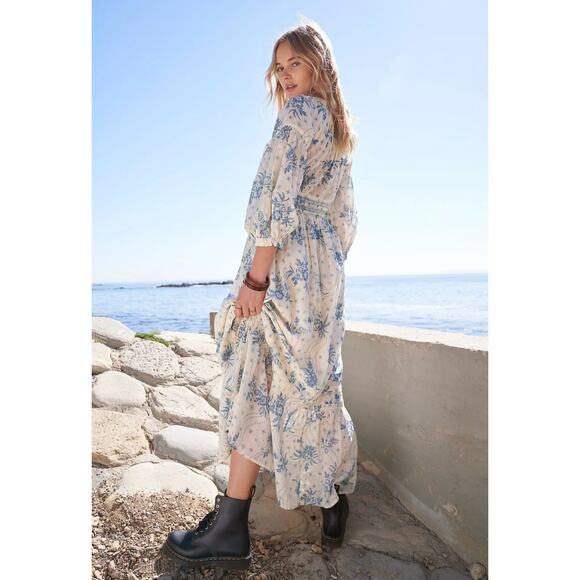 Free People Blue and White Maxi Dress - Picture 3 of 8